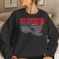 Womens Aircraft Carrier Uss Forrestal Cv-59 For Grandpa Dad Son Women Crewneck Graphic Sweatshirt Gifts for Her