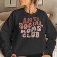 Womens Anti Social Moms Club Retro Funny Mom Life Mothers Day Mom Women Crewneck Graphic Sweatshirt Gifts for Her