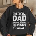 Womens Cheer Dad The Only Thing I Flip Is My Wallet Fathers Day Women Crewneck Graphic Sweatshirt Gifts for Her