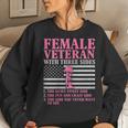 Womens Female Veteran With Three Sides Women Veteran Mother Grandma Women Crewneck Graphic Sweatshirt Gifts for Her