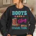 Womens Girls Boots & Bling Its A Cowgirl Thing Cute Cowgirl Women Crewneck Graphic Sweatshirt Gifts for Her
