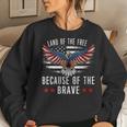 Womens Land Of The FreeBecause Of The Brave Memorial Day Patriotic Women Crewneck Graphic Sweatshirt Gifts for Her