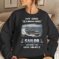 Womens My Dad Is A Sailor Aboard The Uss Nimitz Cvn 68 Women Crewneck Graphic Sweatshirt Gifts for Her