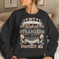 Womens My Husband Risked His Life - Us Army Veteran Wife Women Crewneck Graphic Sweatshirt Gifts for Her