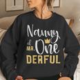 Womens Nanny Of Mr Onederful 1St Birthday First One-Derful Matching Women Crewneck Graphic Sweatshirt Gifts for Her