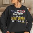 Womens Proud Wife Of A Coast Guard Veteran American Flag Military Women Crewneck Graphic Sweatshirt Gifts for Her