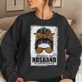 Womens Raising My Husband Is Exhausting Messy Bun Wife Funny Saying Women Crewneck Graphic Sweatshirt Gifts for Her