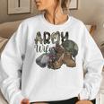 Army Wife Western Cowhide Army Boots Wife Gift Veterans Day Women Crewneck Graphic Sweatshirt Gifts for Her