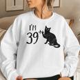 Funny Cat Im 39 Plus 1 Cat Mom 40Th Birthday Cat Lovers Women Crewneck Graphic Sweatshirt Gifts for Her