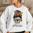 Mom Life Mama Momlife Messy Bun Skull Cool Mom Women Sweatshirt Gifts for Her
