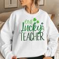 One Lucky Teacher Cute Educator St Patricks Day Shamrock Women Crewneck Graphic Sweatshirt Gifts for Her