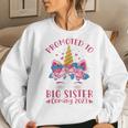 Promoted To Big Sister Coming 2023 Face Unicorn Baby Shower Women Sweatshirt Gifts for Her