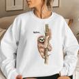 Sloth Hello Watercolor Women Crewneck Graphic Sweatshirt Gifts for Her