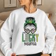 Womens St Patricks Day Messy Bun Lucky Mama Saint Paddys Mom Women Women Sweatshirt Gifts for Her
