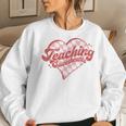 Teaching Sweethearts Checkered Heart Valentines Day Teacher Women Crewneck Graphic Sweatshirt Gifts for Her