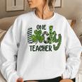 Womens Shamrock One Lucky Teacher St Patricks Day School Women Crewneck Graphic Sweatshirt Gifts for Her