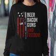 Beer Bacon Guns & Freedom - Funny Bbq Gun Usa Flag Drinking Women Crewneck Graphic Sweatshirt Funny Gifts