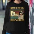 Best Shih Tzu Mom Ever Retro Vintage Women Crewneck Graphic Sweatshirt Funny Gifts