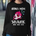Bonus Mom Shark Doo Doo Matching Family Gift Women Crewneck Graphic Sweatshirt Funny Gifts