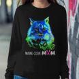 Colorful Maine Coon Cat Mom Funny Kitten Lover Mothers Day Women Crewneck Graphic Sweatshirt Funny Gifts