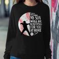 Cool Cute Baseball Catcher Mom Dad Son Parents Quote Graphic Women Crewneck Graphic Sweatshirt Funny Gifts