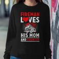 Fireman Loves His Mom And Country Mothers Day Firefighter Women Crewneck Graphic Sweatshirt Funny Gifts