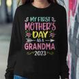 Womens My First As A Grandma 2023 Happy Women Sweatshirt Unique Gifts