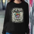 Funny F-Bomb Mom With Tattoos Pretty Eyes And Thick Thighs Women Crewneck Graphic Sweatshirt Funny Gifts