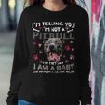 Funny Pitbull Baby Dog Mom Mother Pittie Dogs Lover V2 Women Crewneck Graphic Sweatshirt Funny Gifts
