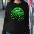 Green Lips Sexy Irish Shamrock St Patricks Day Women Girls Women Crewneck Graphic Sweatshirt Funny Gifts