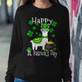Happy St Patricks Day Llama Dad Mom Boy Girl Lucky Women Crewneck Graphic Sweatshirt Funny Gifts