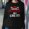 I Kissed A Firefighter And I Like It Wife Girlfriend Gift Women Crewneck Graphic Sweatshirt Funny Gifts