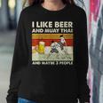 I Like Beer And Muay Thai And Maybe 3 People Retro Vintage Women Crewneck Graphic Sweatshirt Funny Gifts