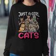Just A Girl Who Loves Cats Cute Cat Lover Cat Mom Girl Women Crewneck Graphic Sweatshirt Funny Gifts