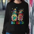 Be Kind Autism Gnomes Sunflower Autism Awareness Month 2023 Women Sweatshirt Unique Gifts