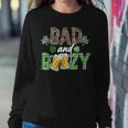 Leopard St Patricks Day Bad And Boozy Beer Drinking Irish Women Crewneck Graphic Sweatshirt Personalized Gifts