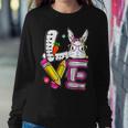 Love Easter Teacher Cute Bunny Face Happy Easter Women Crewneck Graphic Sweatshirt Funny Gifts