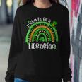 Lucky To Be A Librarian Rainbow Leopard St Patricks Day Women Crewneck Graphic Sweatshirt Funny Gifts