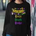 Mardi Gras For Men Women Im Just Here For Booze Beads Boobs Women Crewneck Graphic Sweatshirt Personalized Gifts