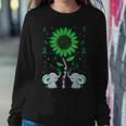 Mental Health Awareness Sunflower Elephant Green Ribbon Women Crewneck Graphic Sweatshirt Personalized Gifts
