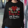 My Heart Belongs To Grader Valentines Day 3Rd Grade Teacher Women Crewneck Graphic Sweatshirt Funny Gifts