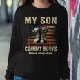 My Son Wears Combat Boots Proud Army Mom Veteran Son Women Crewneck Graphic Sweatshirt Funny Gifts