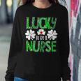 Nurse St Patricks Day Lucky To Be A Nurse Shamrocks Plaid Women Crewneck Graphic Sweatshirt Personalized Gifts