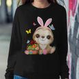 Sloth Bunny Ear With Eggs Basket Easter Costume Rabbit Women Sweatshirt Unique Gifts