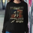 Some Heros Wear Capes Mine Wears Combat Boots Army Wife Women Crewneck Graphic Sweatshirt Funny Gifts