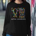 My Sons Fight Is My Fight Support Autism Awareness Mom Dad Women Sweatshirt Unique Gifts