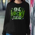 St Patricks Day Teacher Life Irish Lucky Plaid Shamrock Women Crewneck Graphic Sweatshirt Funny Gifts