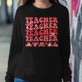 Teacher Valentines Day Hippie Sweet Heart Teacher Womens Women Crewneck Graphic Sweatshirt Funny Gifts
