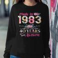 Turning 40 Floral Made In 1983 40Th Birthday Gifts Women Women Crewneck Graphic Sweatshirt Funny Gifts