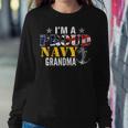 Vintage Im A Proud Navy With American Flag For Grandma Women Crewneck Graphic Sweatshirt Funny Gifts